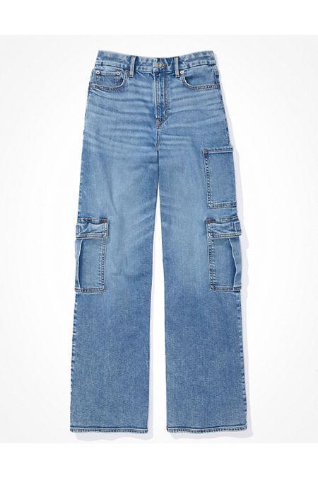 AE Curvy Super High-Waisted Baggy Wide-Leg Cargo Jean Women's 20 Long Product Image