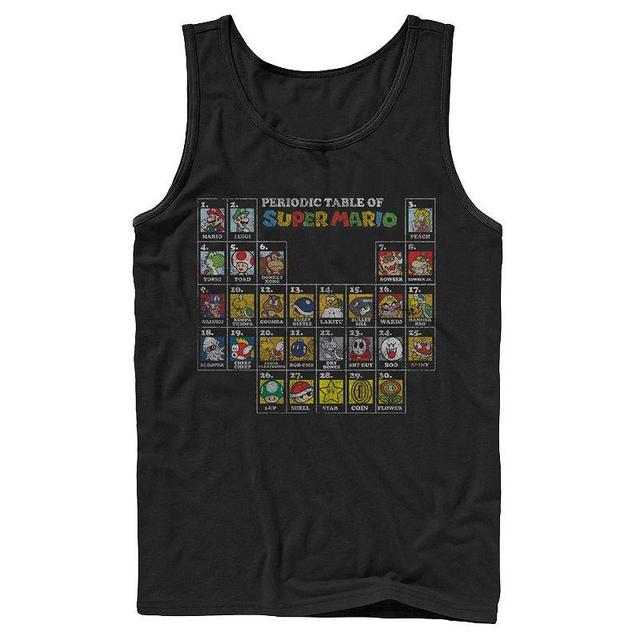 Mens Nintendo Super Mario Periodic Table Of Character Panel Grid Tank Top Product Image