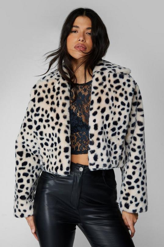 Premium Printed Faux Fur Crop Coat product image