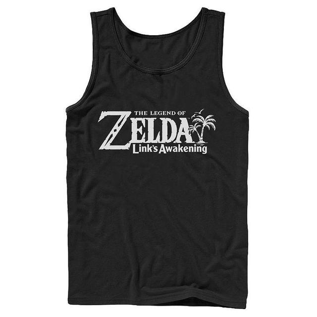 Mens Nintendo Legend Of Zelda Links Awakening Palm Tree Green Text Logo Tank Top Product Image