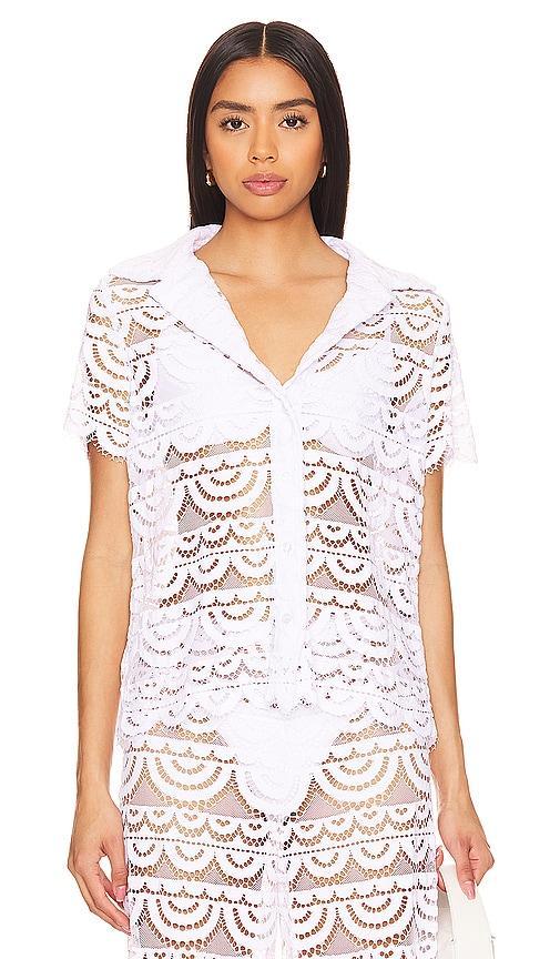 PQ SWIM Sheer Lace Cover-Up Shirt Product Image