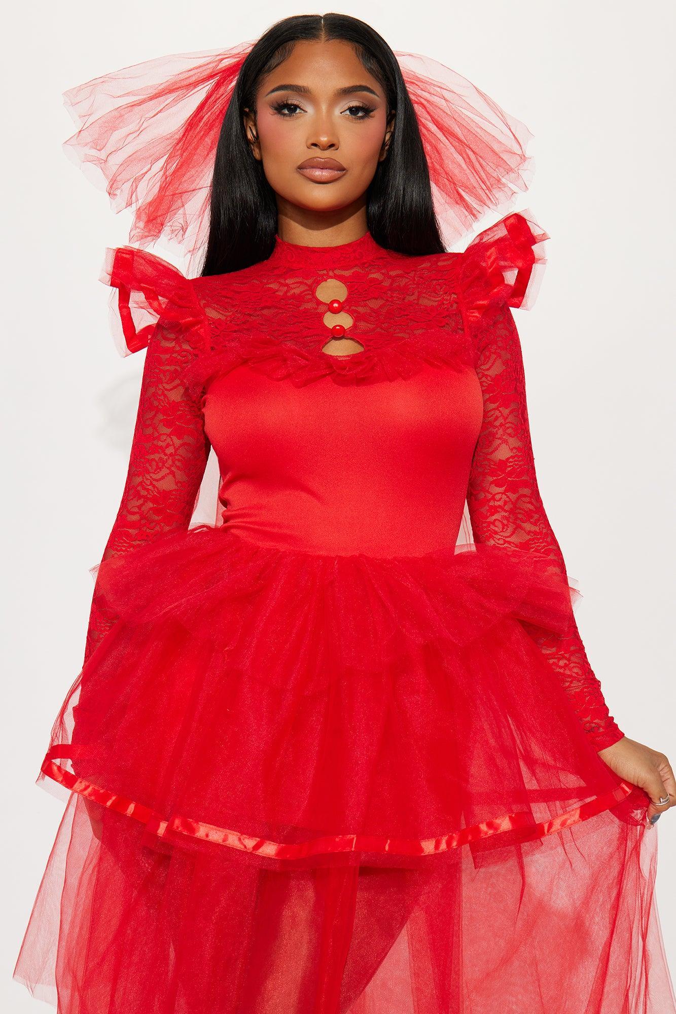 Twisted Bride To Be 2 Piece Costume Set - Red Product Image