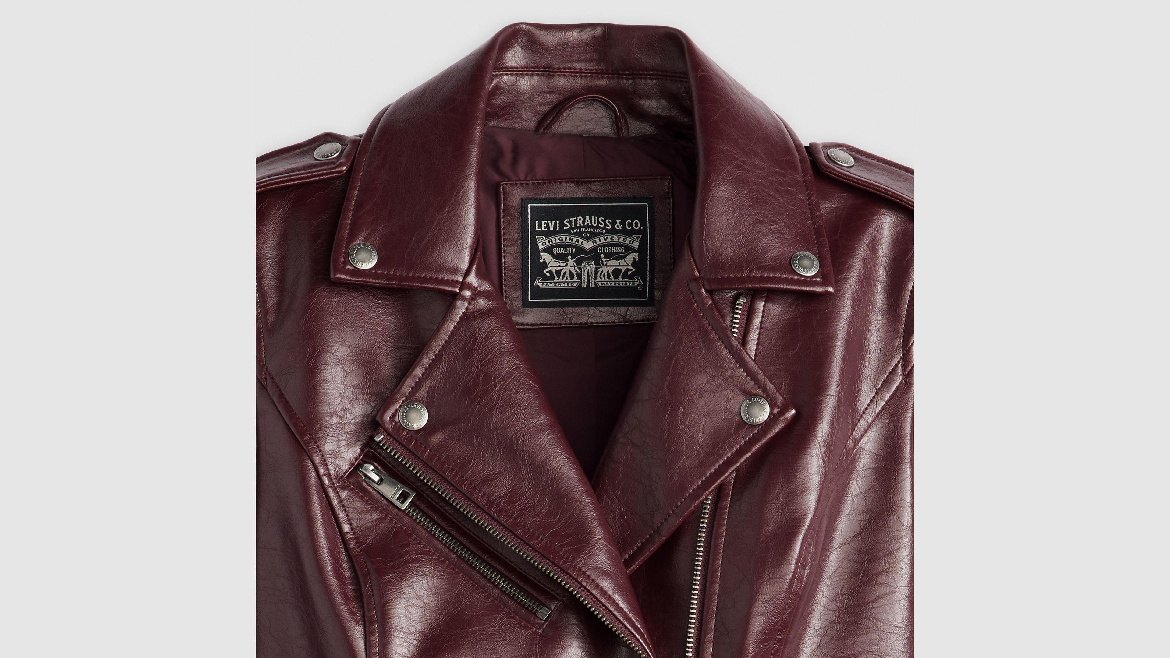 Faux Leather Moto Jacket Product Image