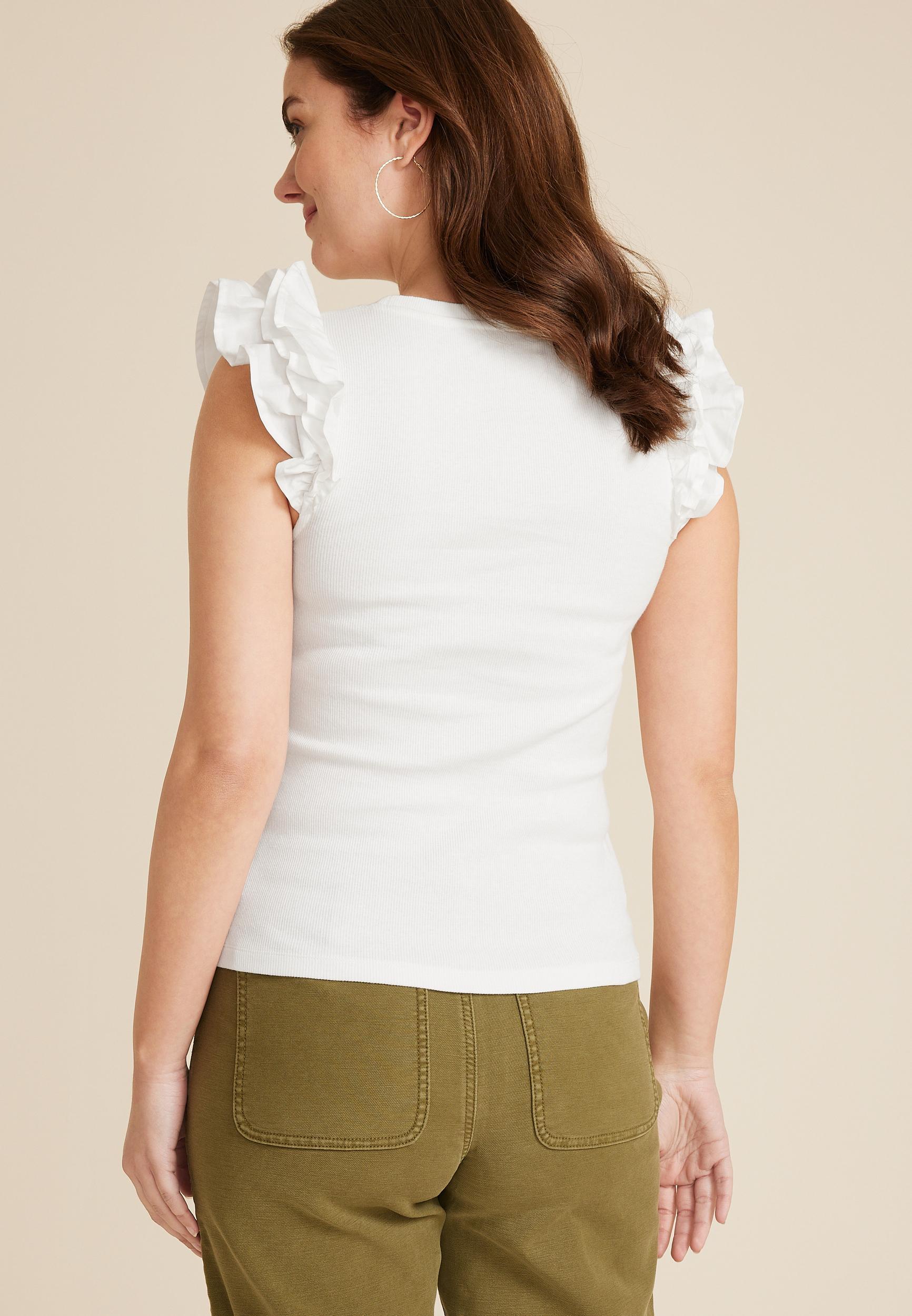 Poplin Ruffle Sleeve Tank Top product image