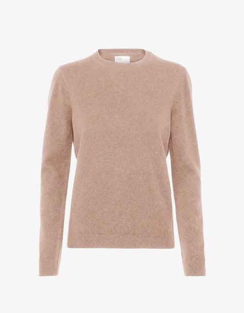 Women Light Merino Wool Crew - Honey Beige Product Image