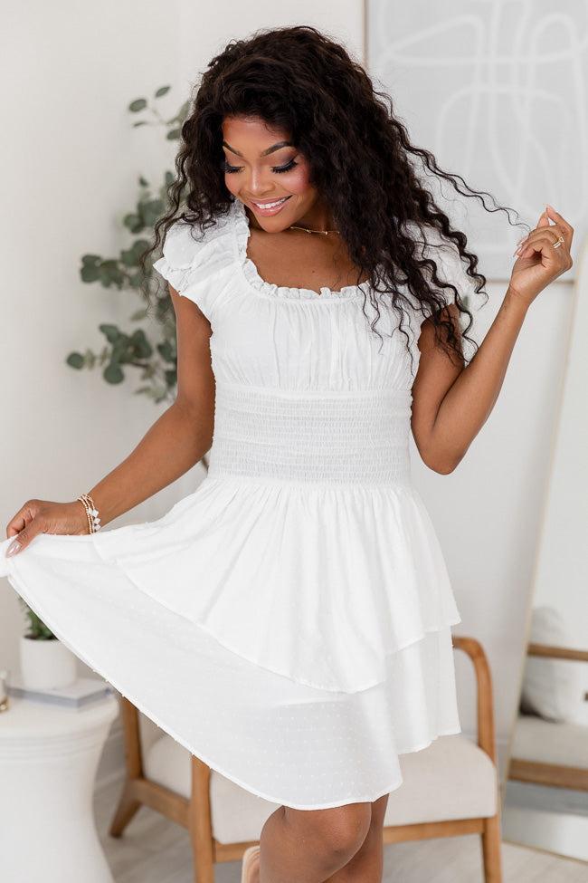 A Magic Moment White Swiss Dot Off The Shoulder Romper Product Image