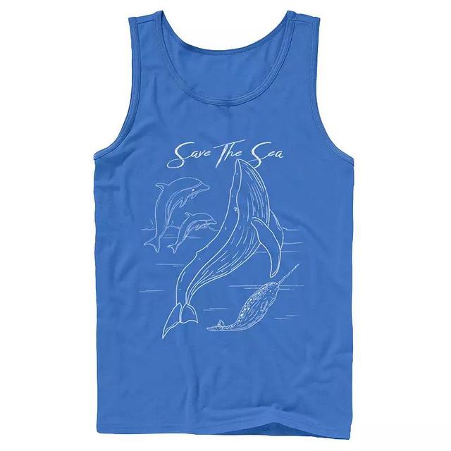 Mens Earth Day Save The Sea Outlines Tank Med Blue Product Image