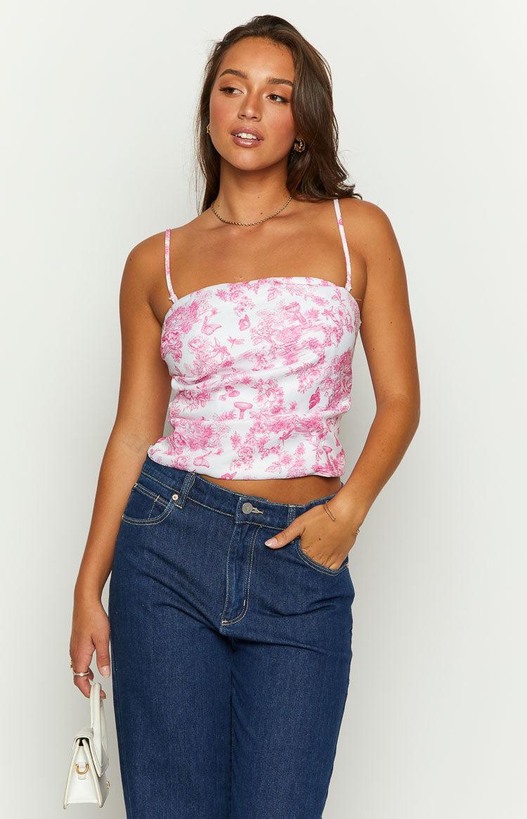 Brooklyn Pink Printed Strapless Top Product Image