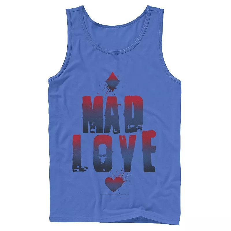 Mens DC Comics Batman Harley Quinn And Joker Mad Love Text Tank Top, Mens Product Image