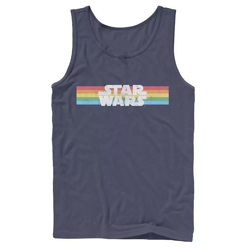 Mens Star Wars Rainbow Stripe Logo Tank Blue Product Image