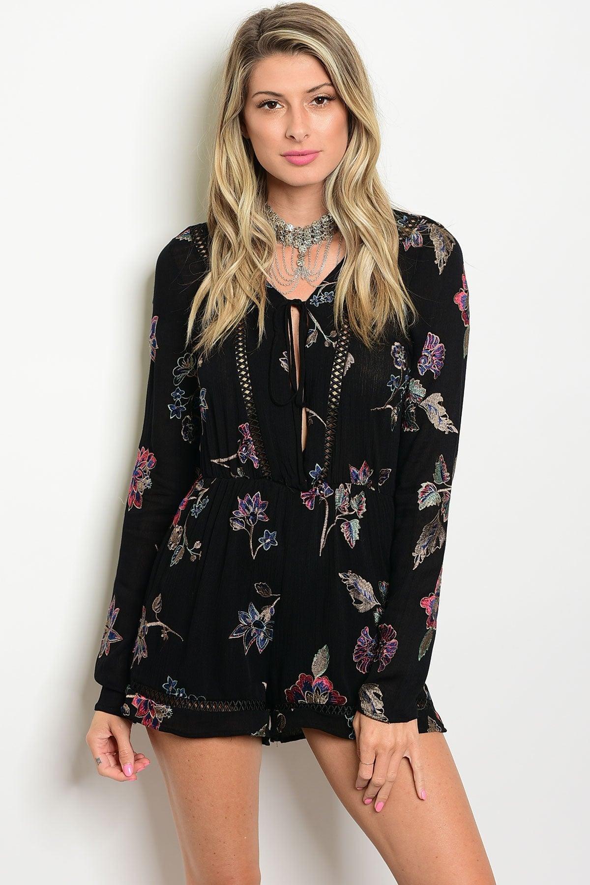 Floral Embroidered Mini Romper Product Image