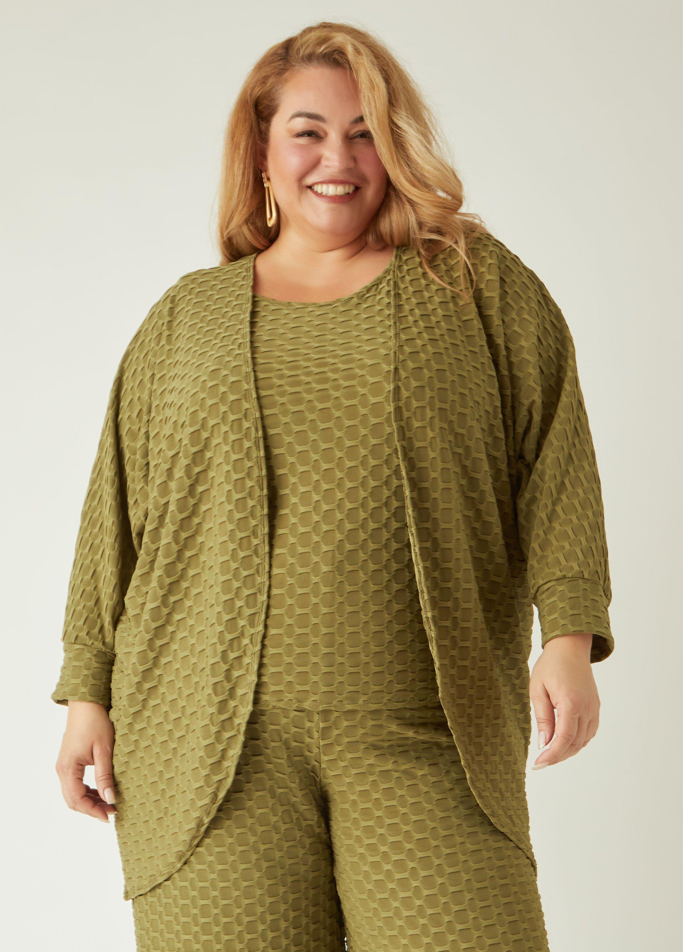 Plus Size Honeycomb Knit Cardigan Ashley Stewart Product Image