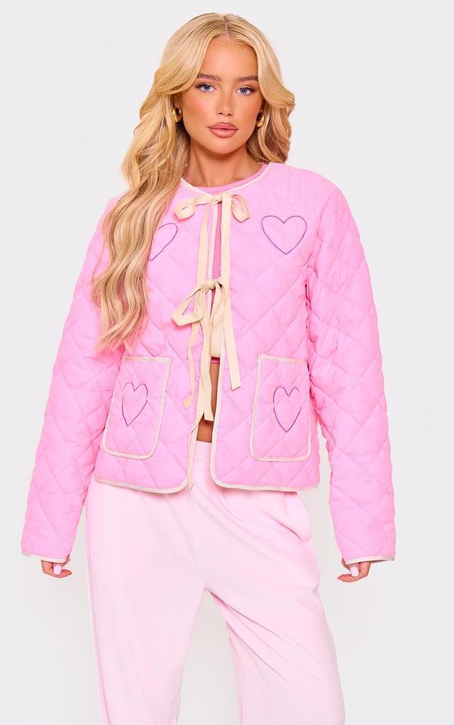 Pink Quilted Stitch Detail Lightweight Jacket Product Image