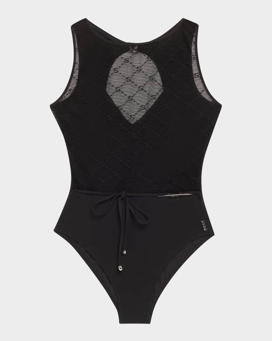 Mesh Belted One-Piece Swimsuit Product Image