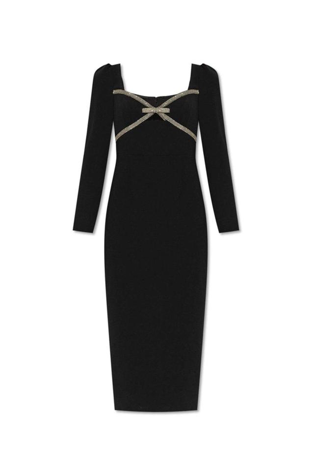 Diamante Bow Sheath Midi Dress In Black Product Image