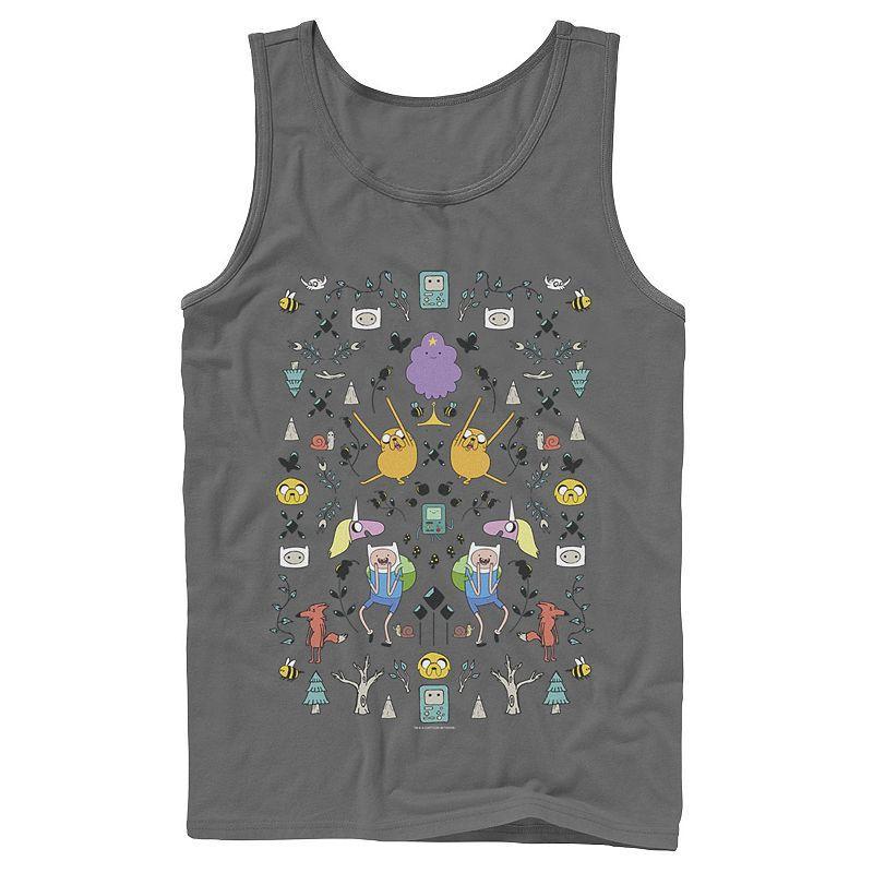 Mens Adventure Time Character Icon Collage Tank Top Grey Product Image