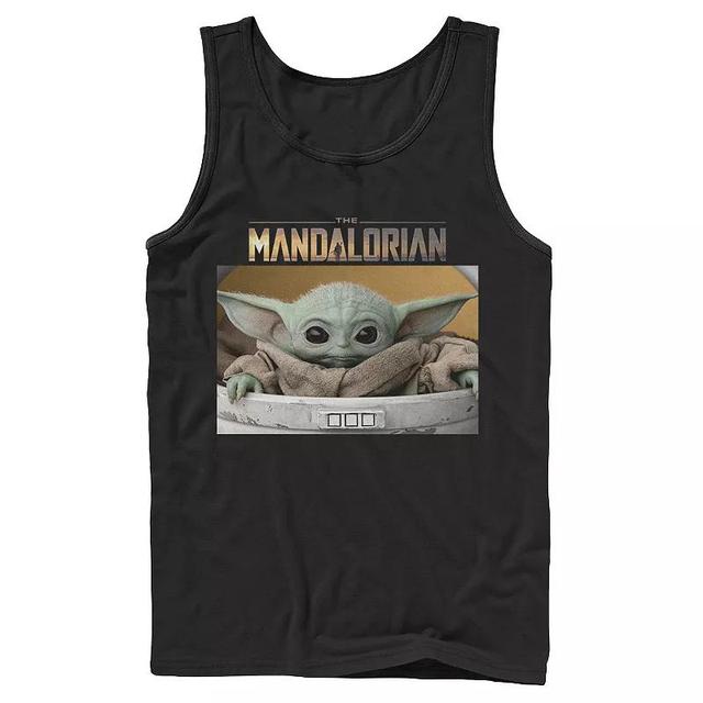 Mens Star Wars The Mandalorian The Child aka Baby Yoda Big Eyes Portrait Logo Tank Top Product Image