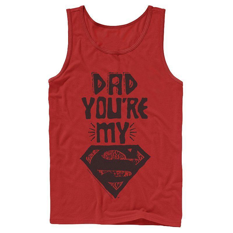 Mens DC Comics Superman Dad Text Poster Tank Top Product Image