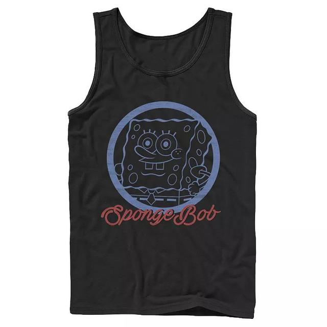 Mens Nickelodeon SpongeBob SquarePants Line Art Cursive Logo Portrait Graphic Tank Top Product Image