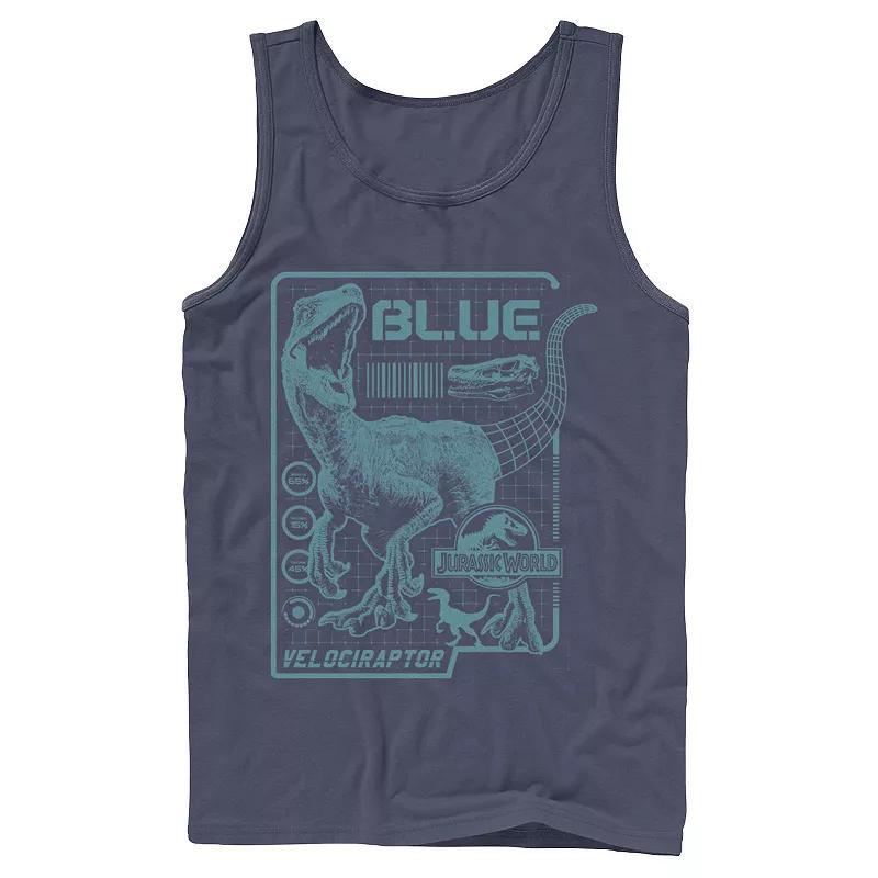 Mens Jurassic World Two Blue Raptor Schematic Tank Top Product Image