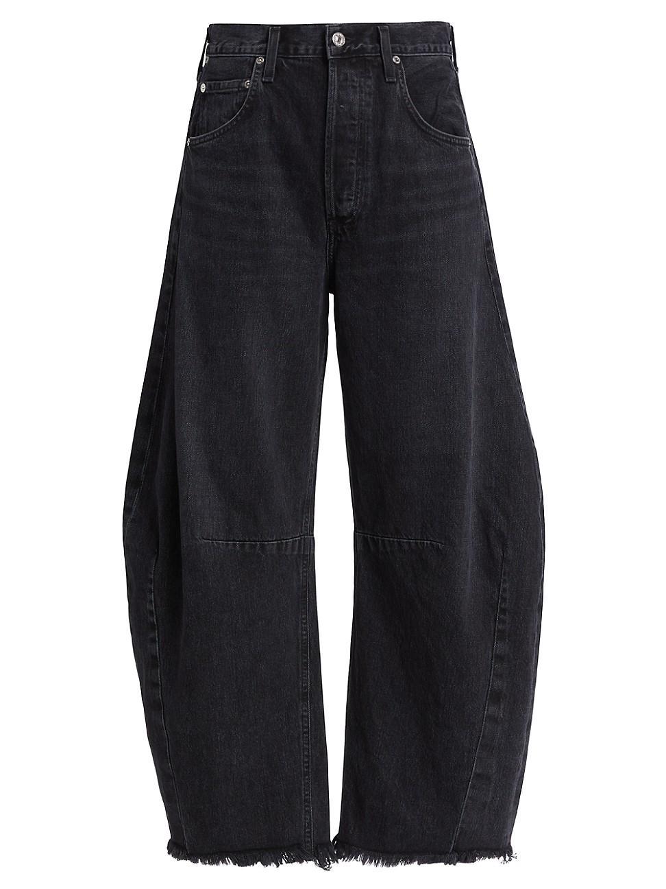 Horseshoe Cropped Raw Hem Jeans Product Image