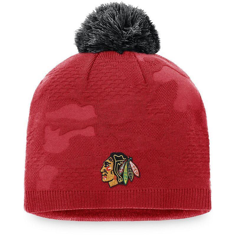 Womens Fanatics Branded /Black Chicago Blackhawks Authentic Pro Team Locker Room Beanie with Pom Product Image