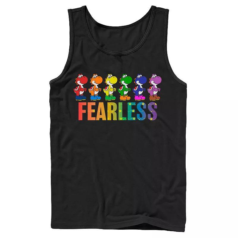 Adult Super Mario Pride Yoshi Fearless Rainbow Line Up Tank Top, Mens Product Image