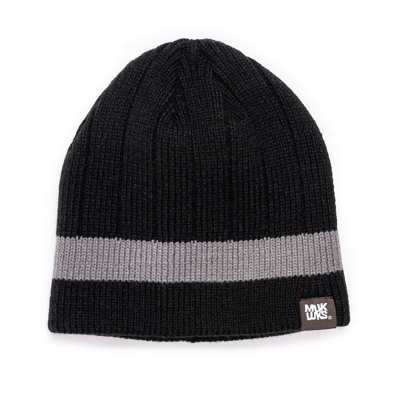 Muk Luks Mens Ribbed Beanie, Oxblood/Navy - Shadow Product Image