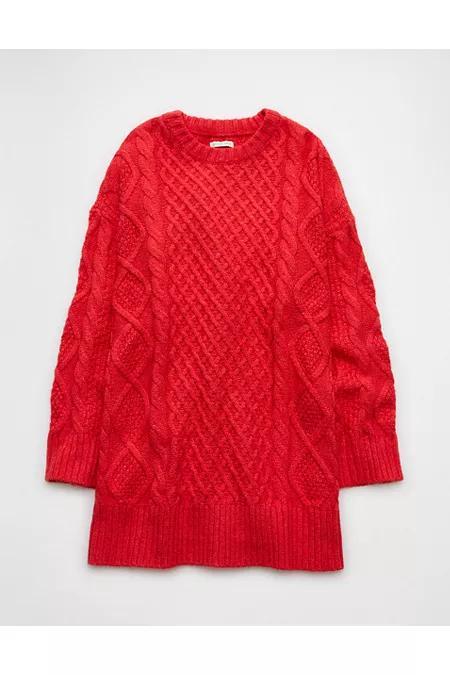 AE Long-Sleeve Cable Knit Sweater Mini Dress Womens Product Image