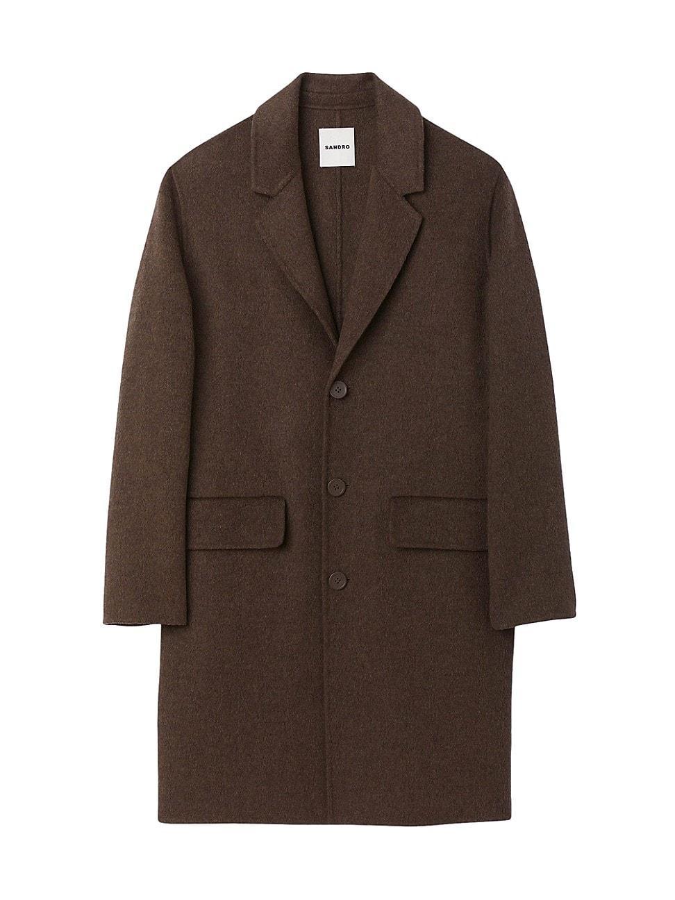 Mens Straight Cut Wool Coat Product Image