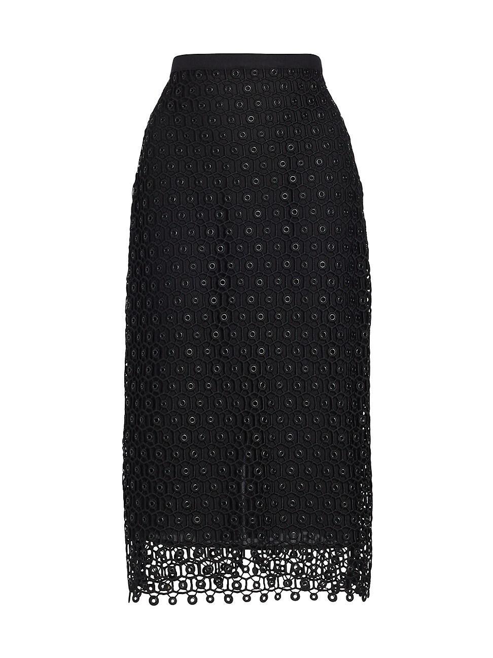 Womens Karolina Grommet Lace Midi-Skirt product image