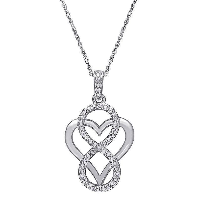 Stella Grace Sterling Silver Diamond Accent Infinity Heart Pendant Necklace, Womens Product Image