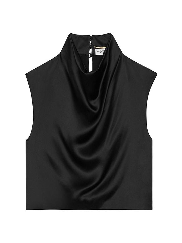 Cowl-neck Crop Top In Satin Product Image