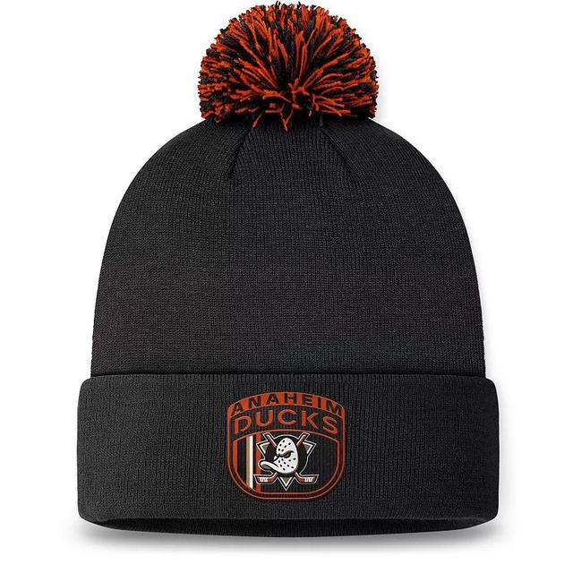 Mens Fanatics Black Anaheim Ducks 2024 NHL Draft Cuffed Knit Hat with Pom Product Image