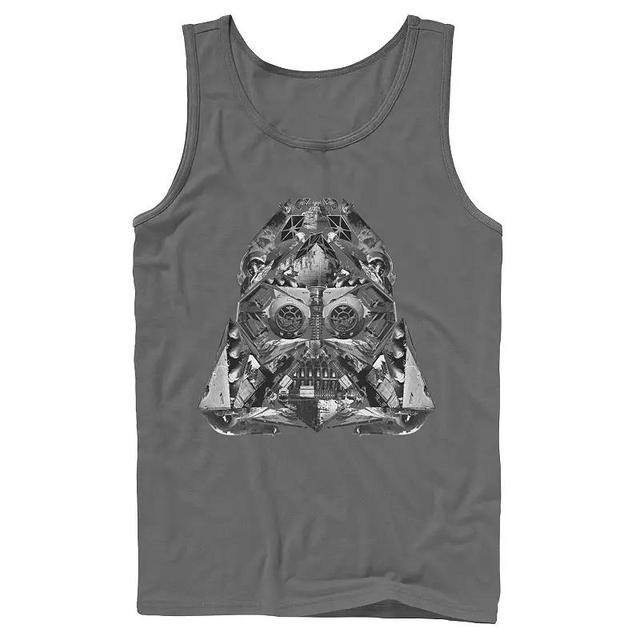 Mens Star Wars Vader Helmet Empire Ship Assembly Tank Top Grey Product Image