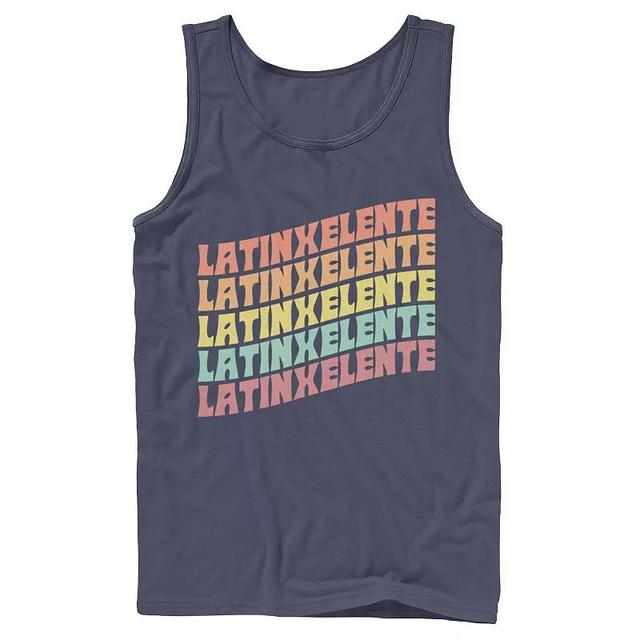 Mens Latinxellente Text Tank Top Blue Product Image