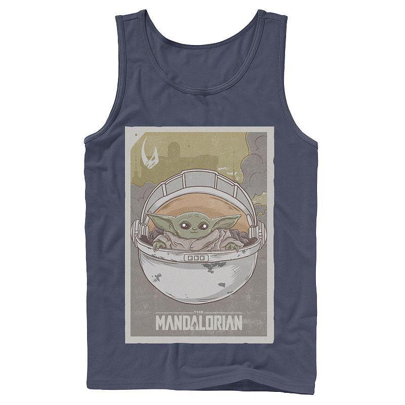 Mens Star Wars The Mandalorian The Child aka Baby Yoda Poster Tank Top Blue Product Image