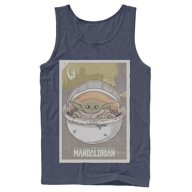 Mens Star Wars The Mandalorian The Child aka Baby Yoda Poster Tank Blue Product Image