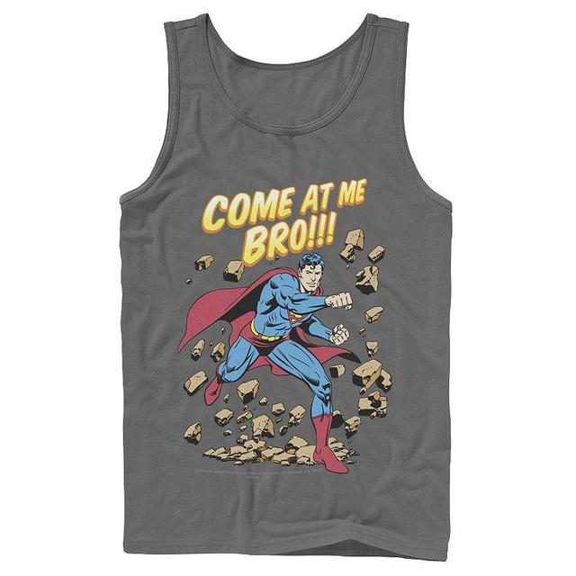 Mens DC Comics Superman Come At Me Bro Text Poster Tank Top Product Image