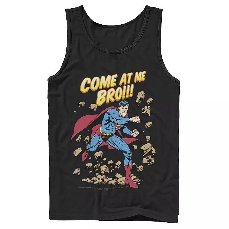 Mens DC Comics Superman Come At Me Bro Text Poster Tank Top Product Image