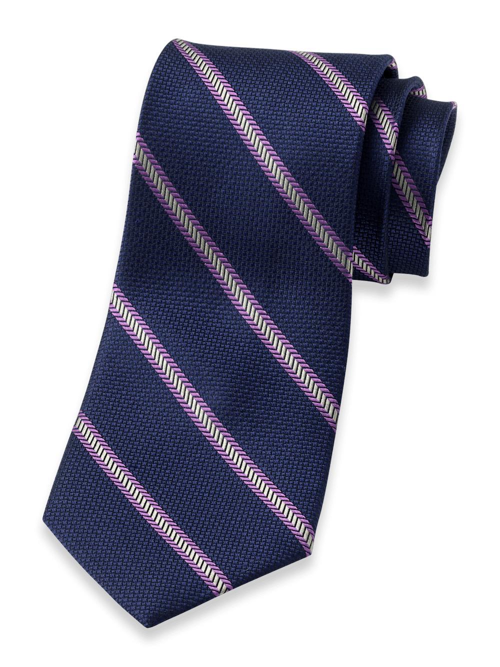 Stripe Woven Silk Tie - Blue/purple Product Image