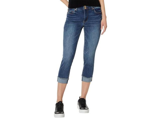 KUT from the Kloth Amy Crop Straight - Waistband Double Button Roll-Up in Showcase (Showcase) Women's Jeans Product Image