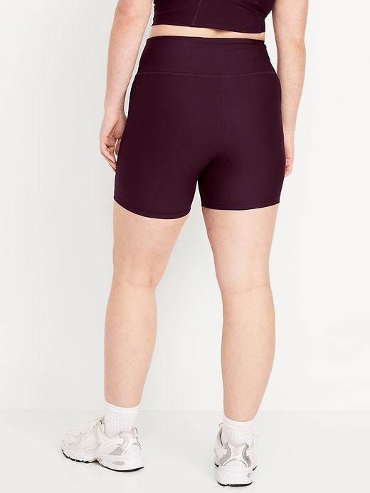 High-Waisted PowerSoft Rib Biker Shorts -- 6-inch inseam Product Image