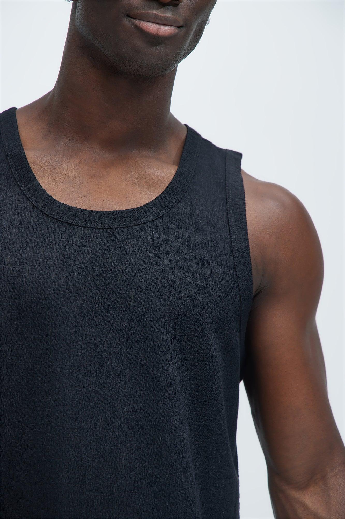 Henrik Textured Tank - Black Product Image