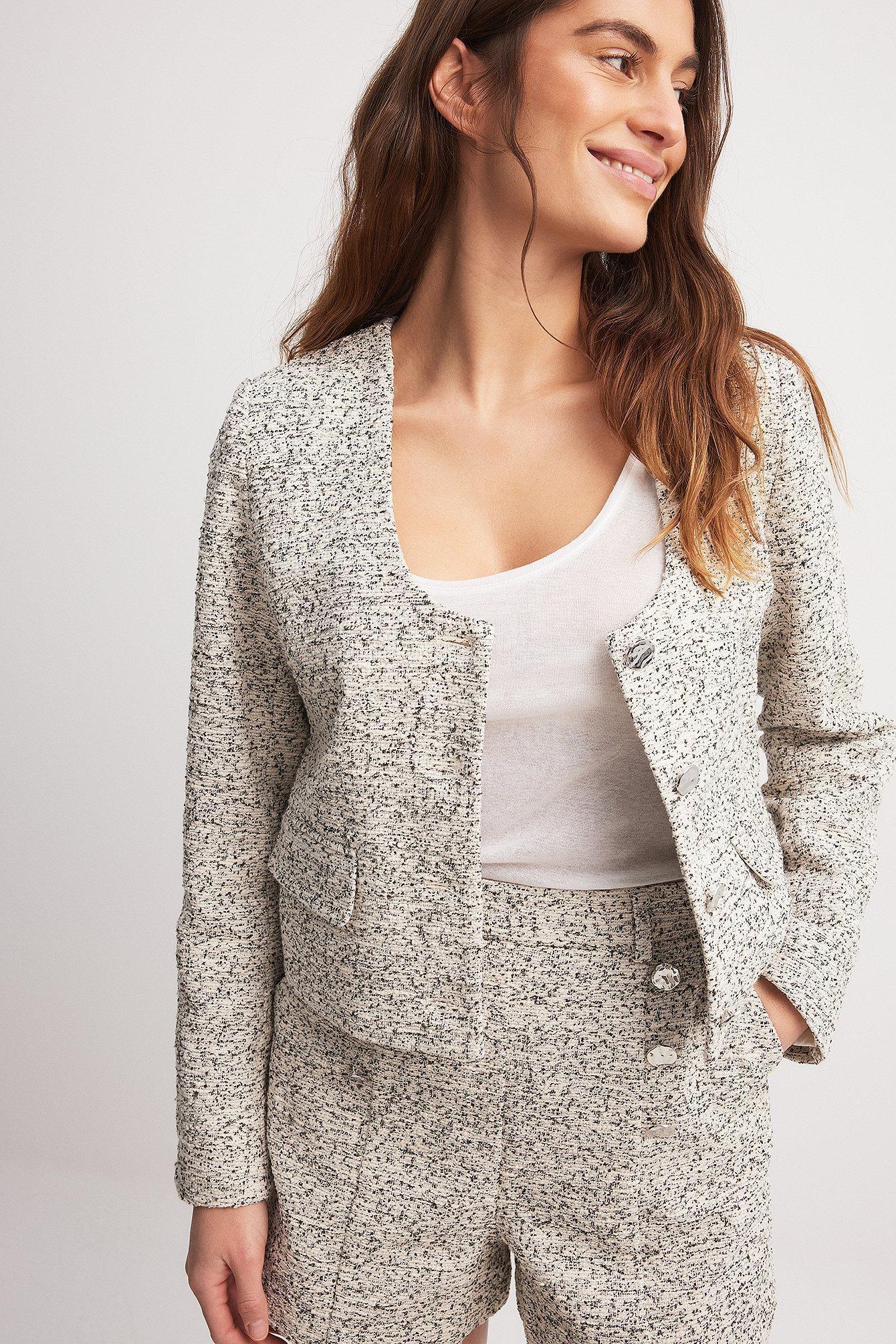 Buttoned U-Neck Blazer Product Image