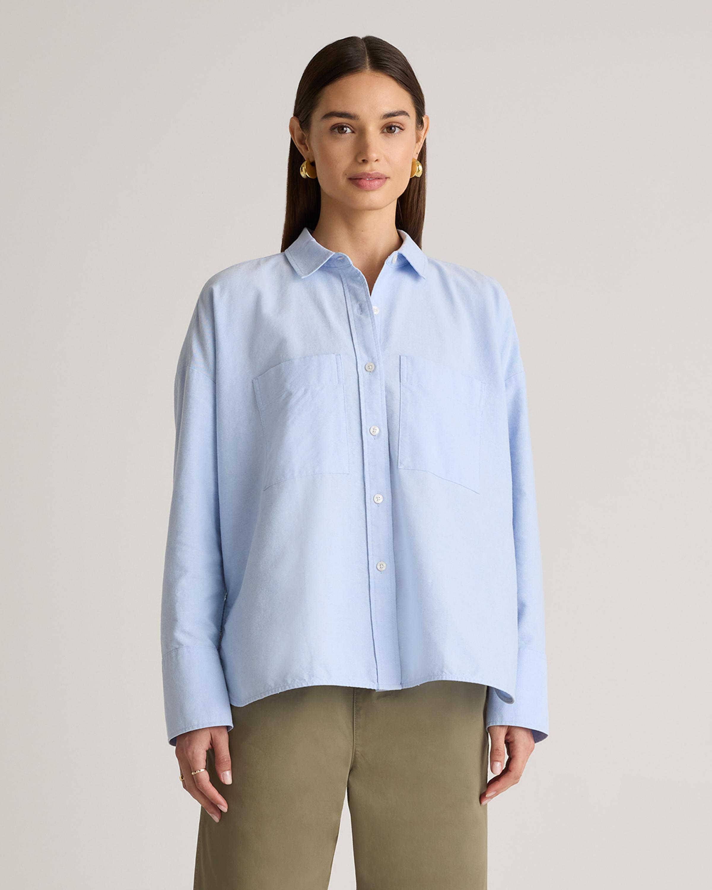 Organic Cotton Boxy Cropped Oxford Shirt Product Image