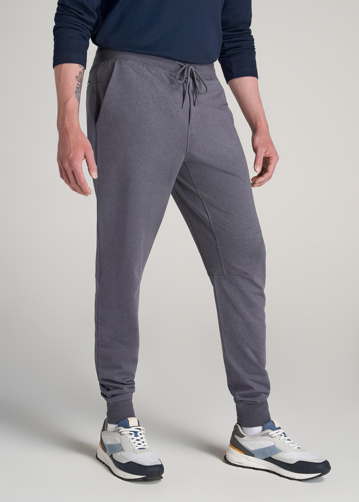 A.T. Performance Slim French Terry Joggers for Tall Men in Tech Charcoal Mix Product Image