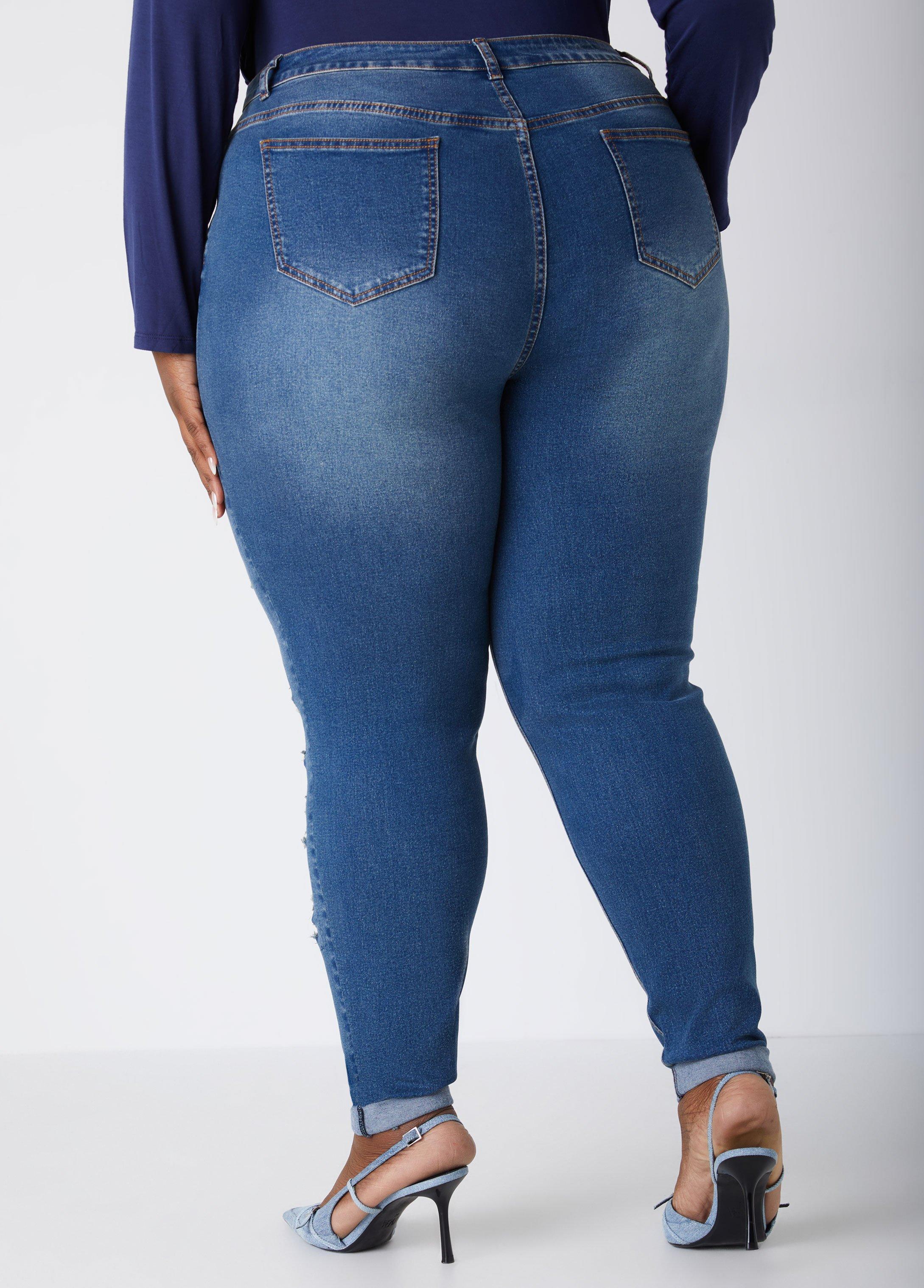 Plus Size Sequined High Rise Skinny Jeans Ashley Stewart Product Image