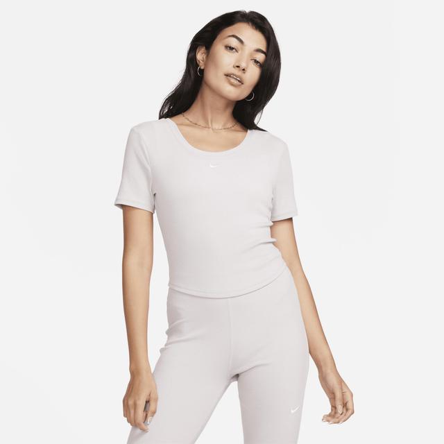 Women's Nike Sportswear Chill Knit Tight Scoop-Back Short-Sleeve Mini-Rib Top Product Image