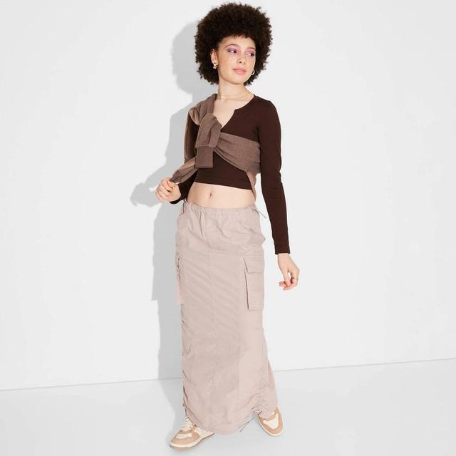 Womens Mid-Rise Parachute Maxi Skirt - Wild Fable Blush L Product Image